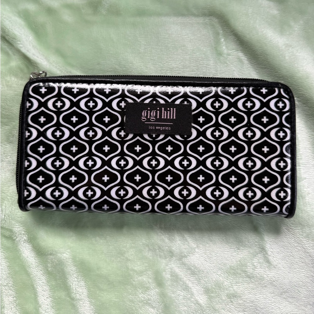 Gigi Hill Los Angeles zipper around Wallet Black/White Printed